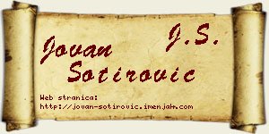 Jovan Sotirović vizit kartica